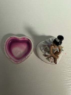 Cosmos Gifts African American Ballerina Porcelain Heart Jewelry Trinket Box